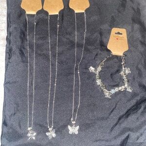Silver Butterfly Jewelry Set